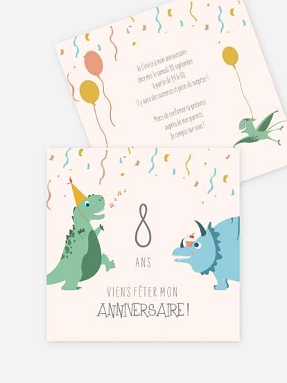 invitation anniversaire enfant Fête des Dinosaures