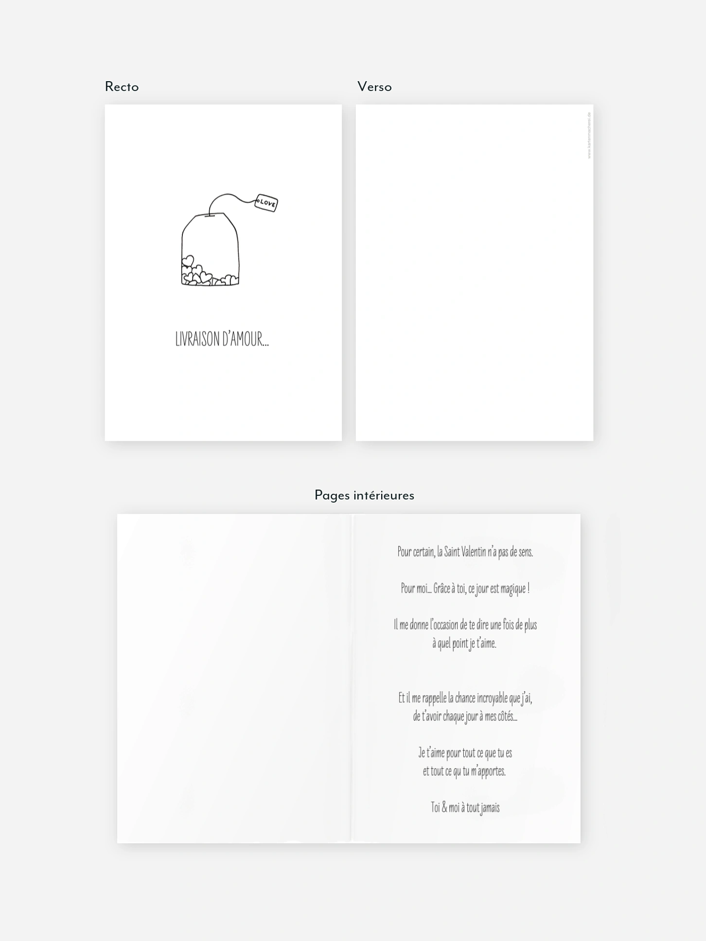 Carte Saint Valentin Message du coeur