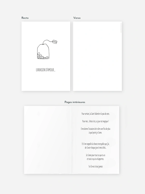 Carte Saint Valentin Message du coeur