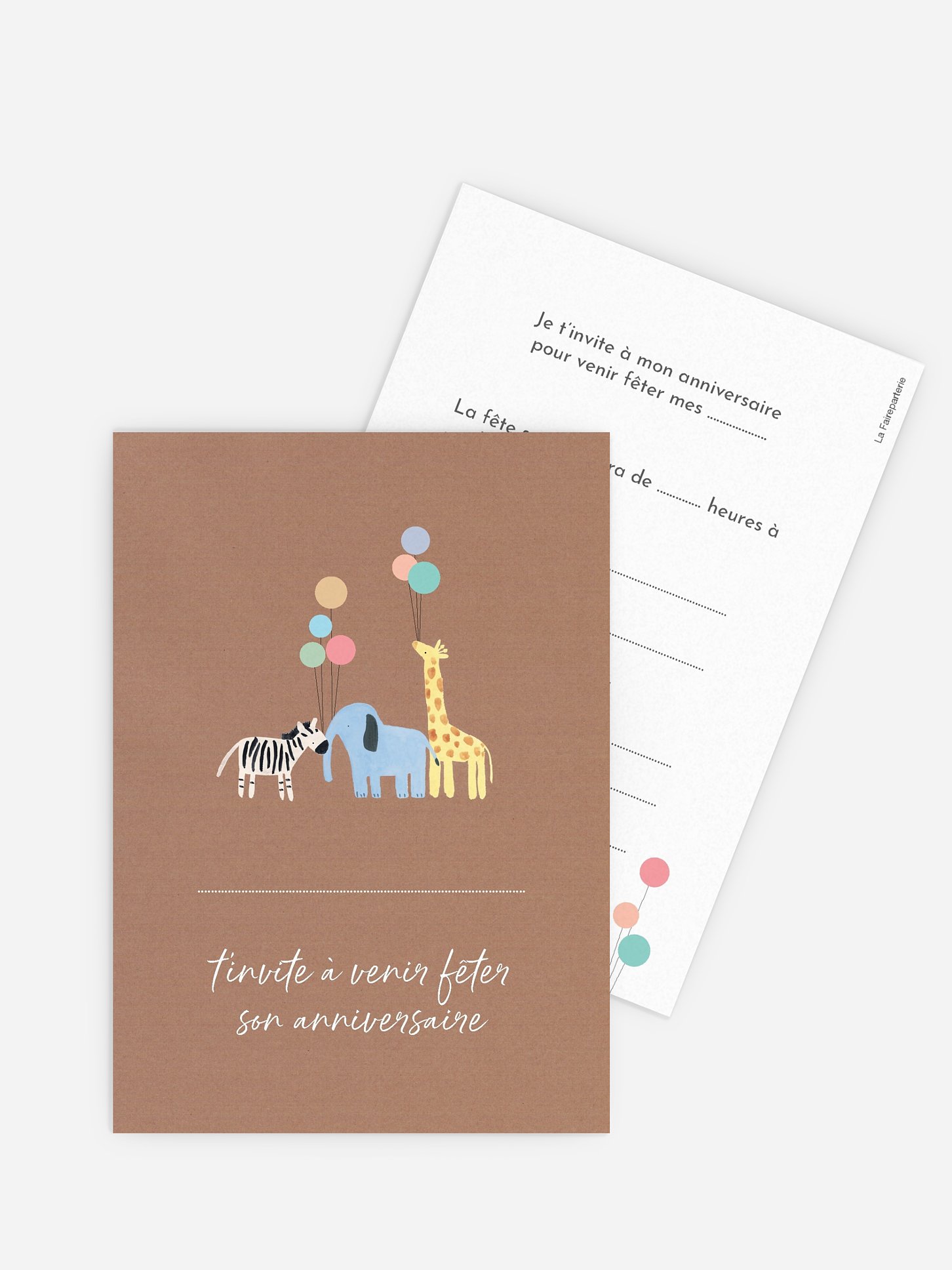 invitation anniversaire enfant Ballons et animaux