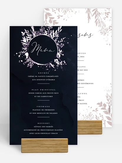 Menu mariage Envolée florale