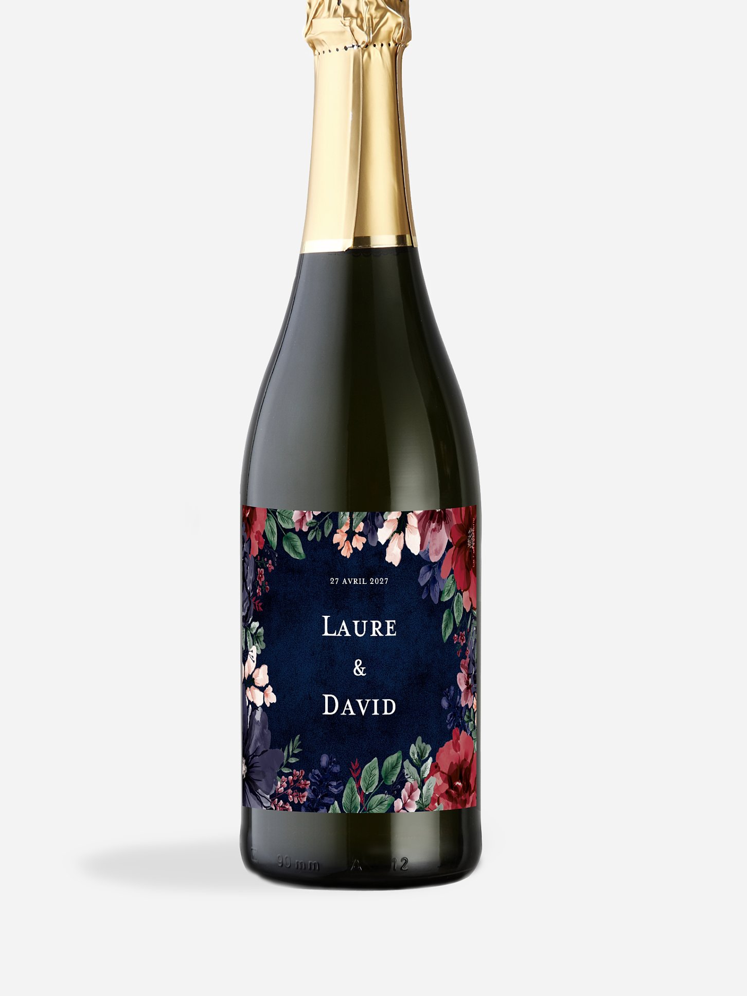 Étiquette bouteille Cadre floral