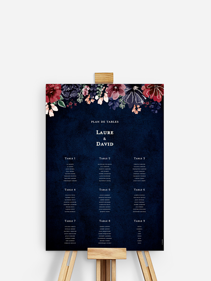 Poster plan de table mariage Cadre floral