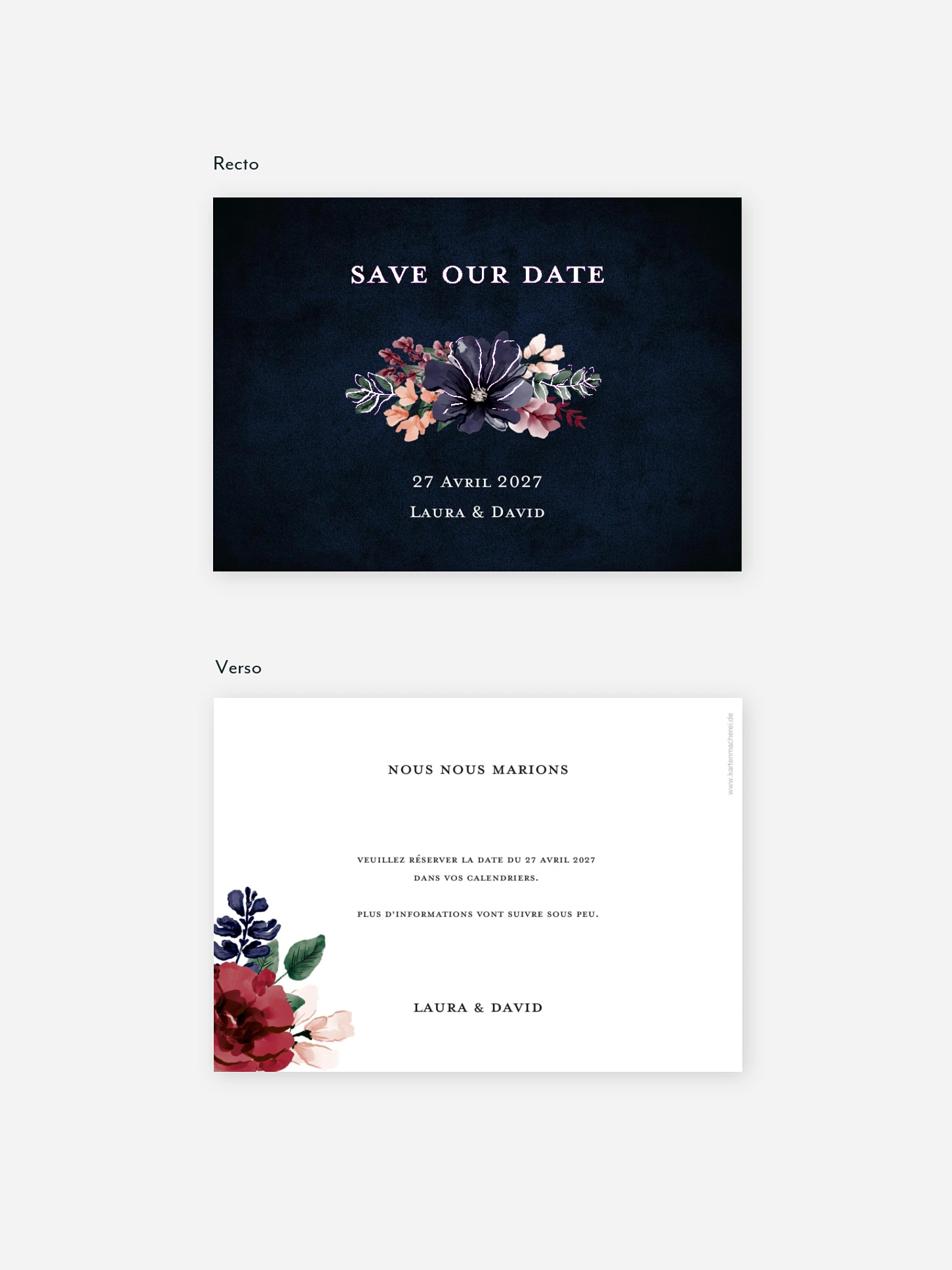 Save the date Cadre floral