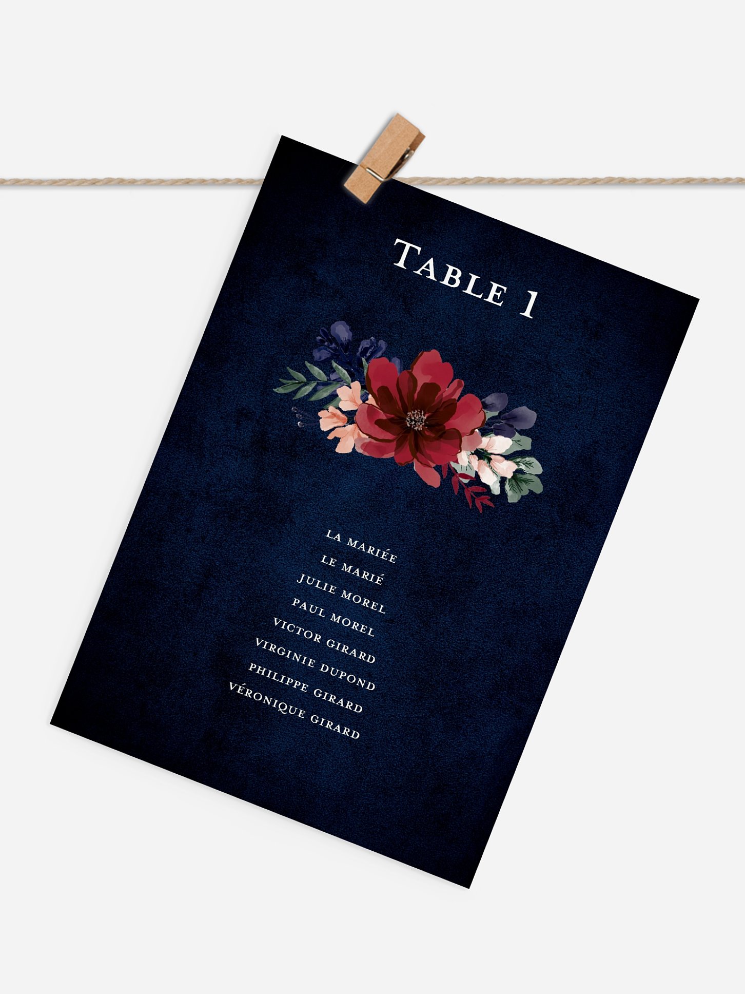 Cartons plan de table mariage Cadre floral