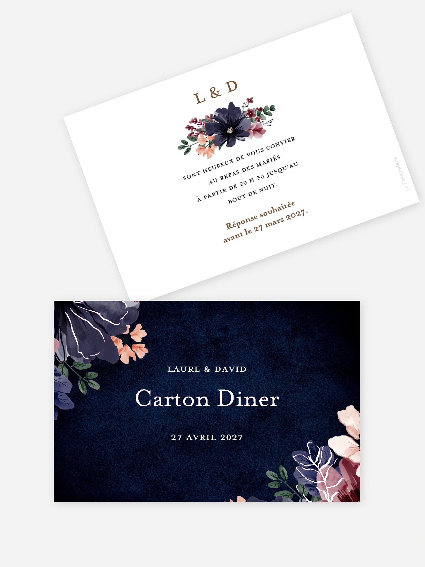 Carton d'invitation Cadre floral
