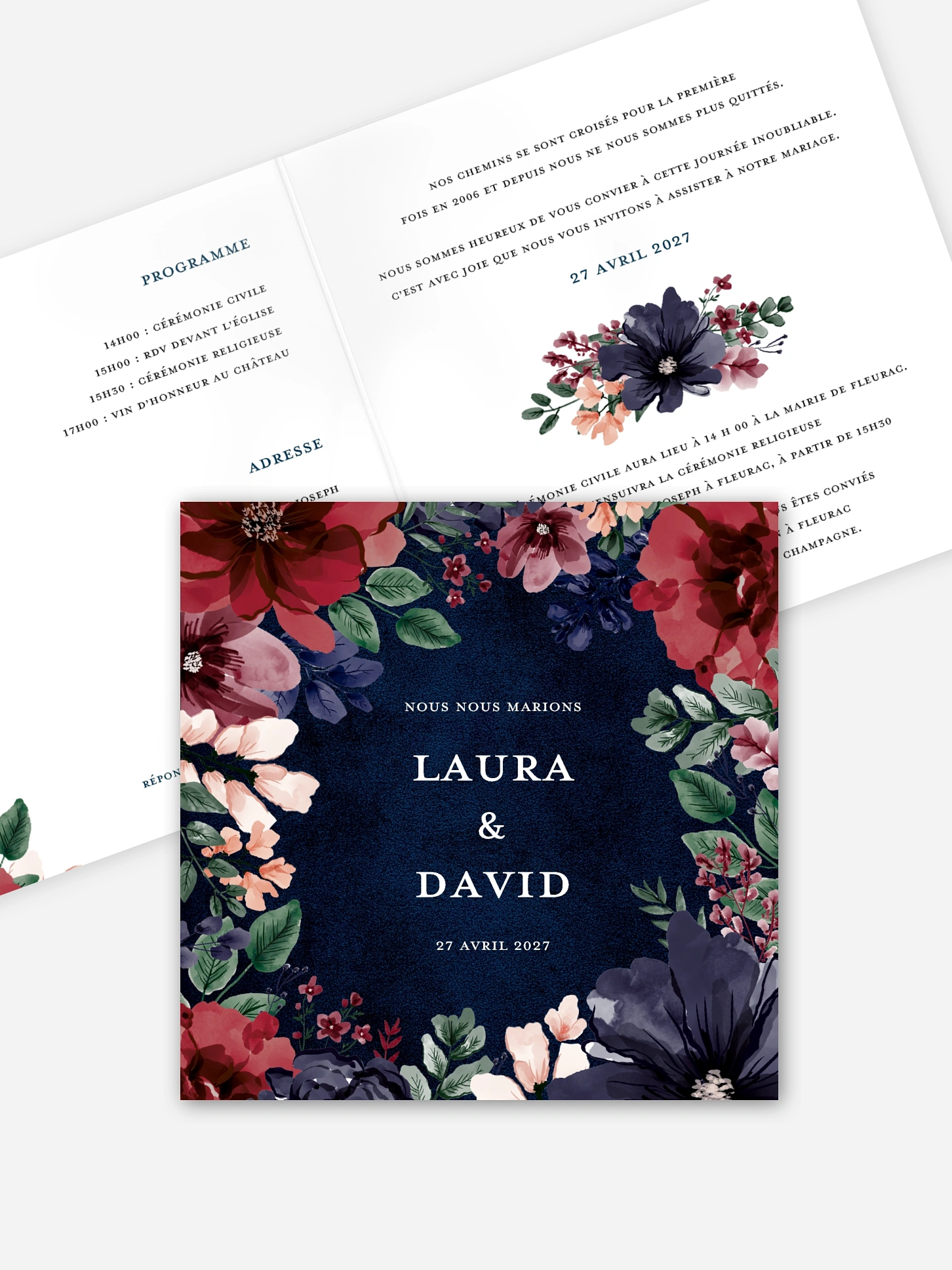 Faire-part de mariage Cadre floral
