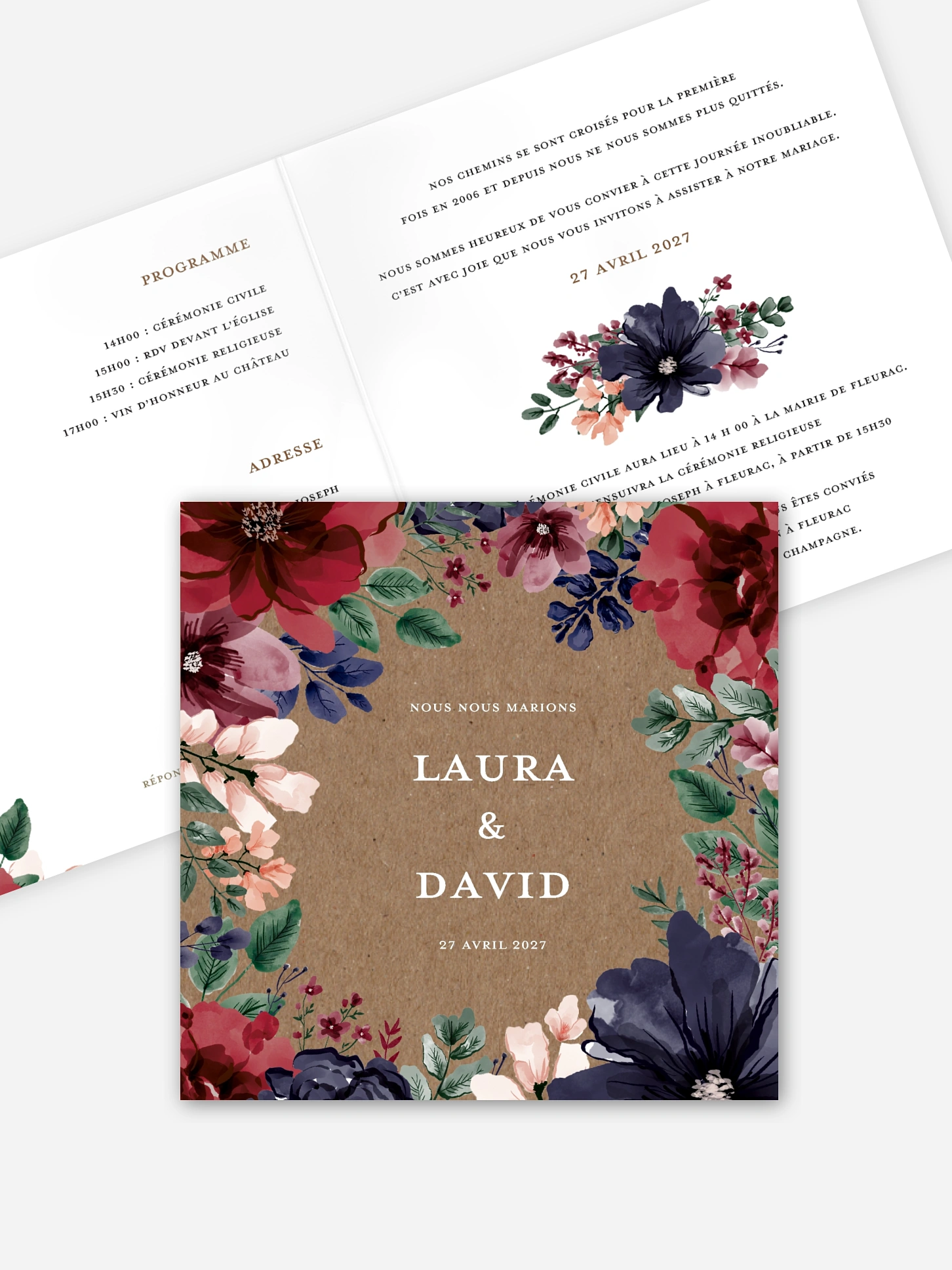 Faire-part de mariage Cadre floral