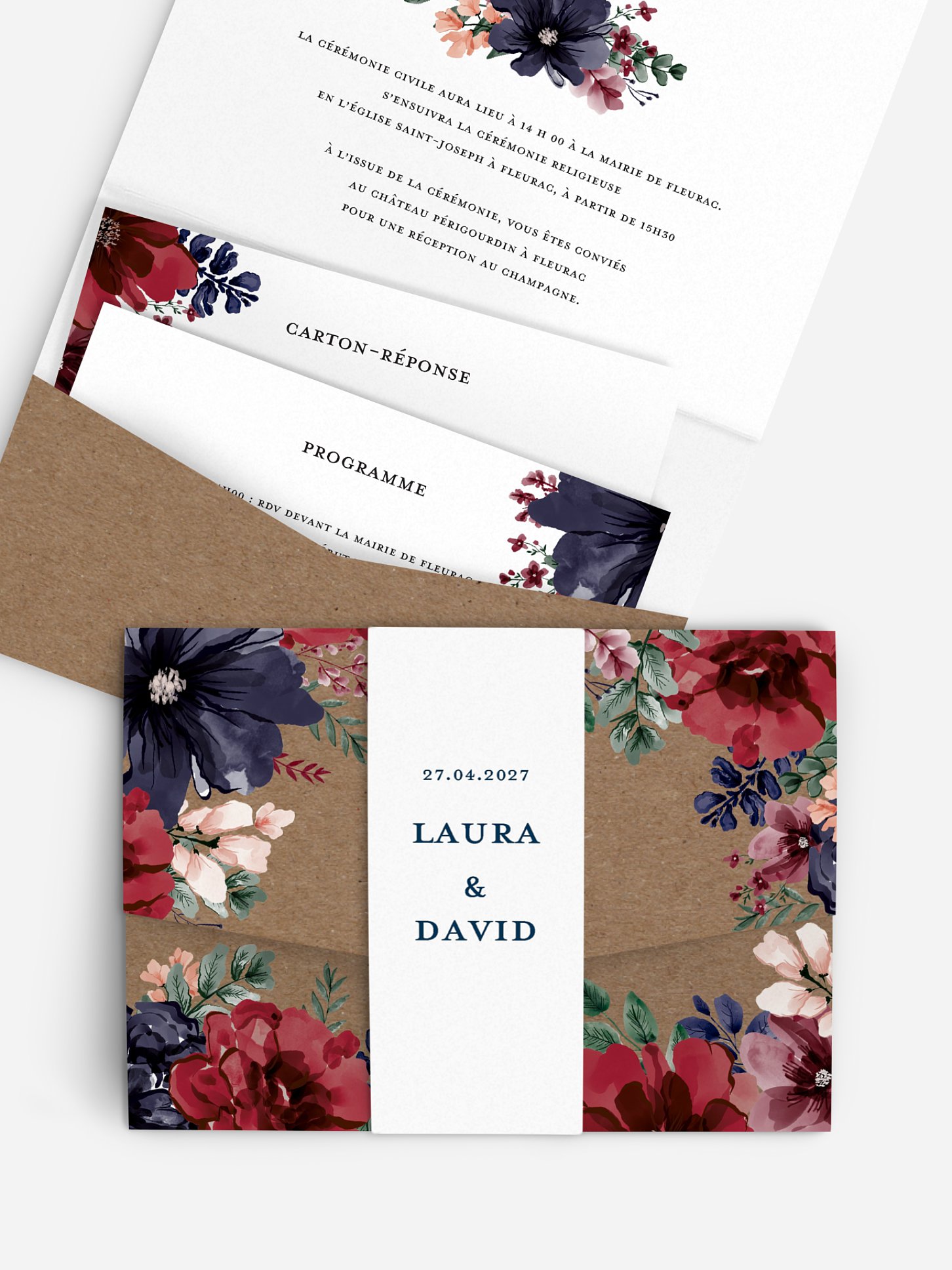 Faire-part de mariage Cadre floral