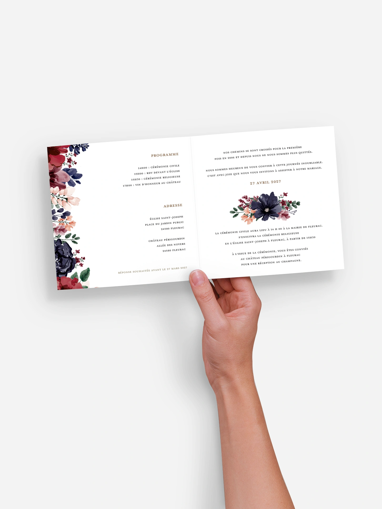 Faire-part de mariage Cadre floral