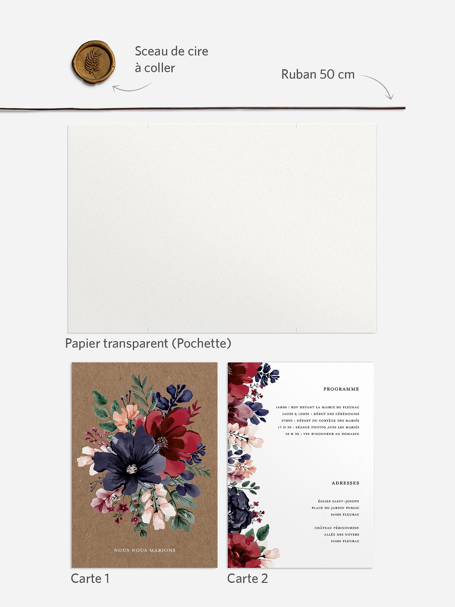 Faire-part de mariage Cadre floral