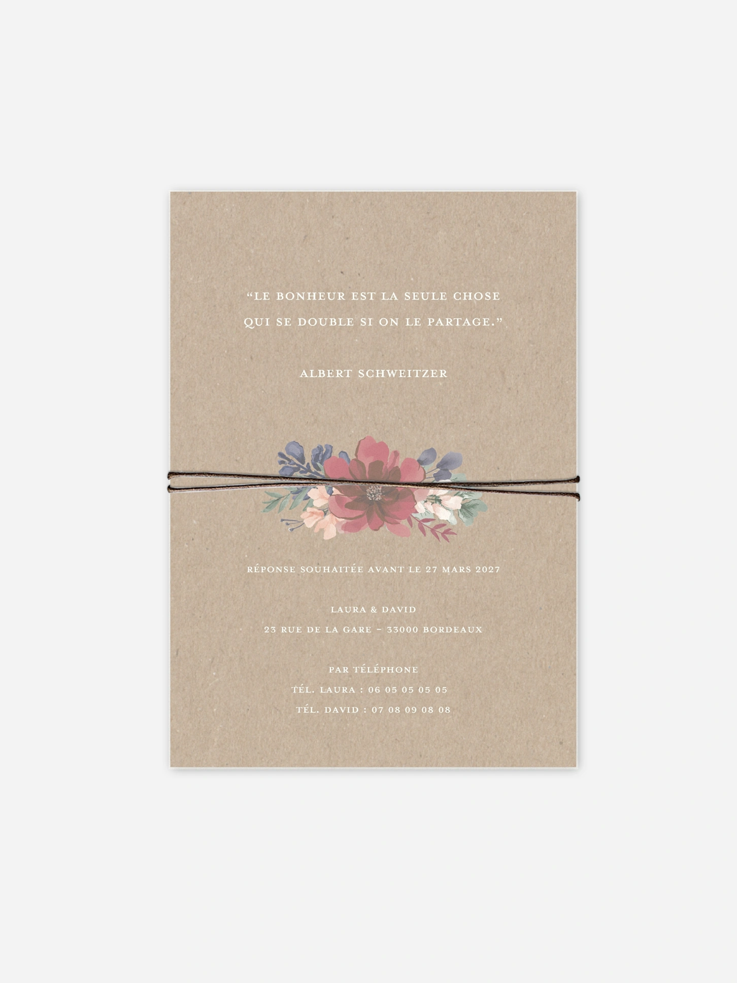 Faire-part de mariage Cadre floral