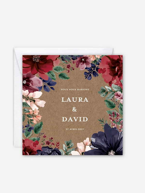 Faire-part de mariage Cadre floral
