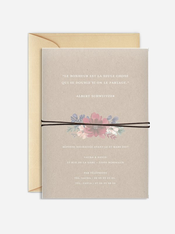 Faire-part de mariage Cadre floral