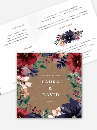 Faire-part de mariage Cadre floral