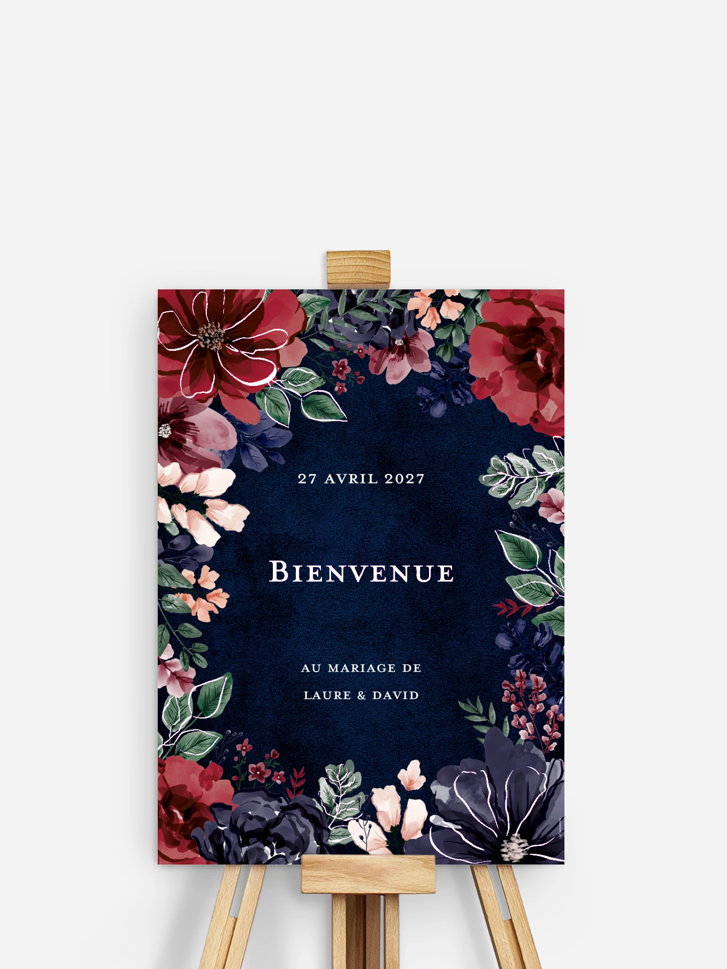 Poster bienvenue mariage Cadre floral