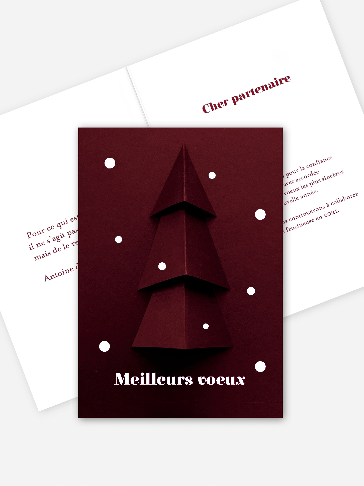 Carte de voeux entreprise Sapin en papier