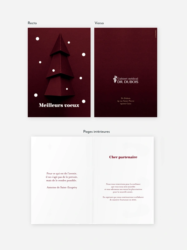 Carte de voeux entreprise Sapin en papier