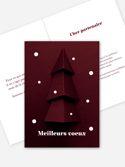 Carte de voeux entreprise Sapin en papier
