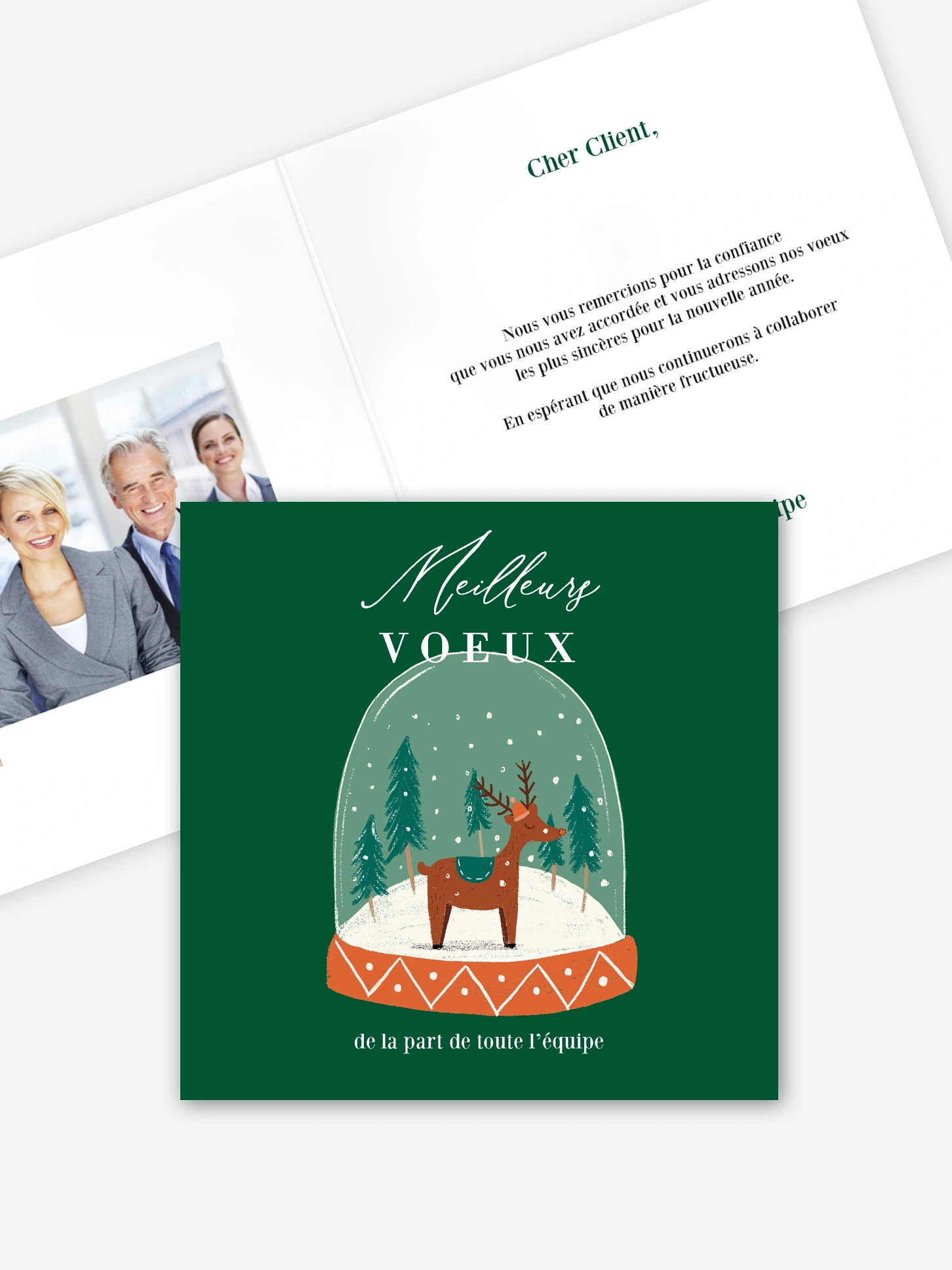 Carte de voeux entreprise Boule à neige féerique