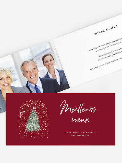 Carte de voeux entreprise Flocons et sapin