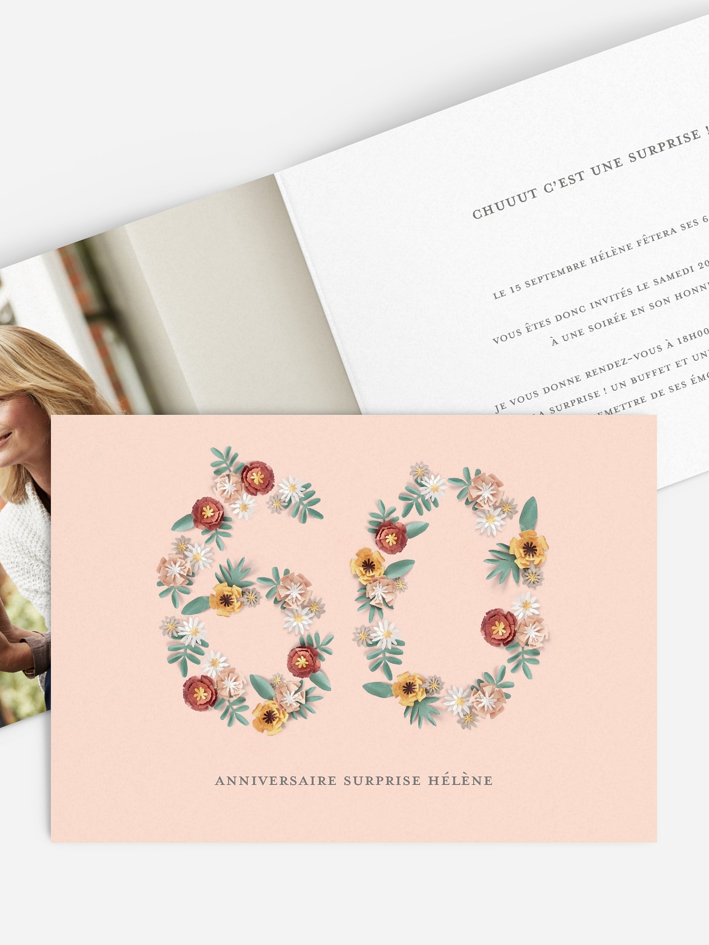 invitation anniversaire 60 Nombre fleuri