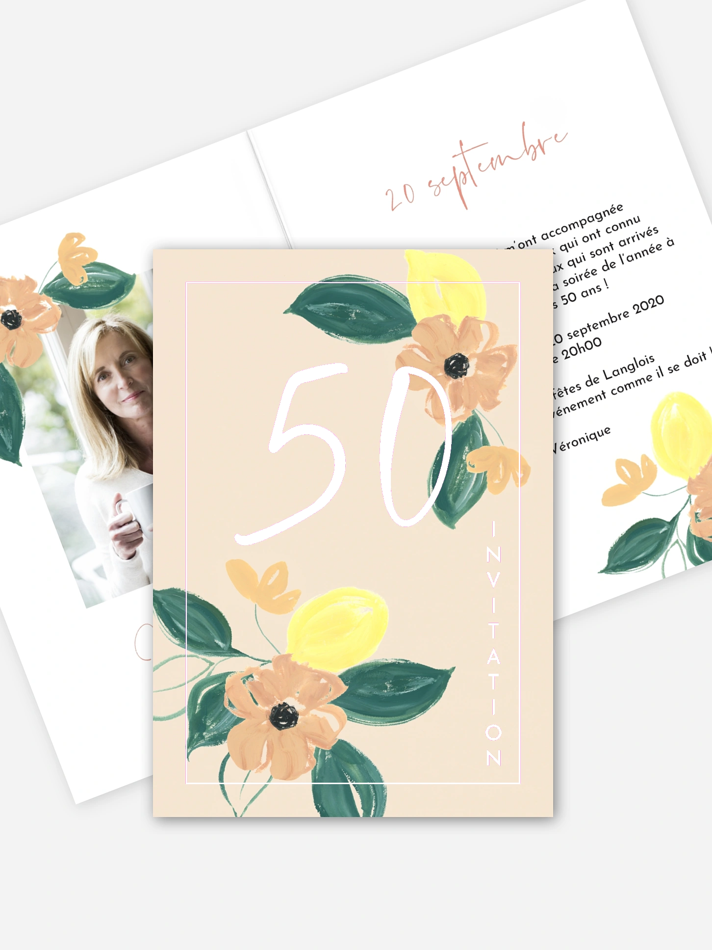 invitation anniversaire 50 Journée fleurie