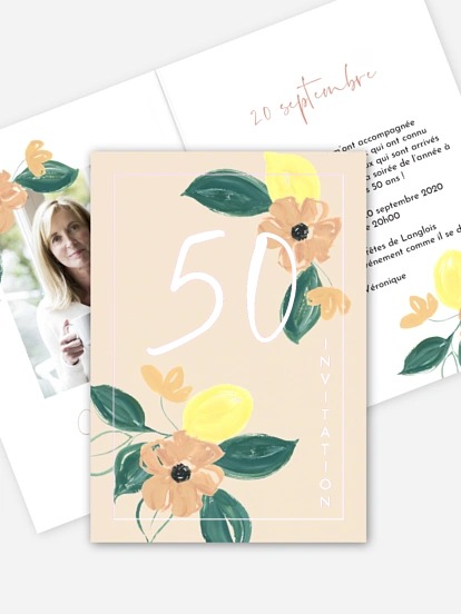 invitation anniversaire 50 Journée fleurie