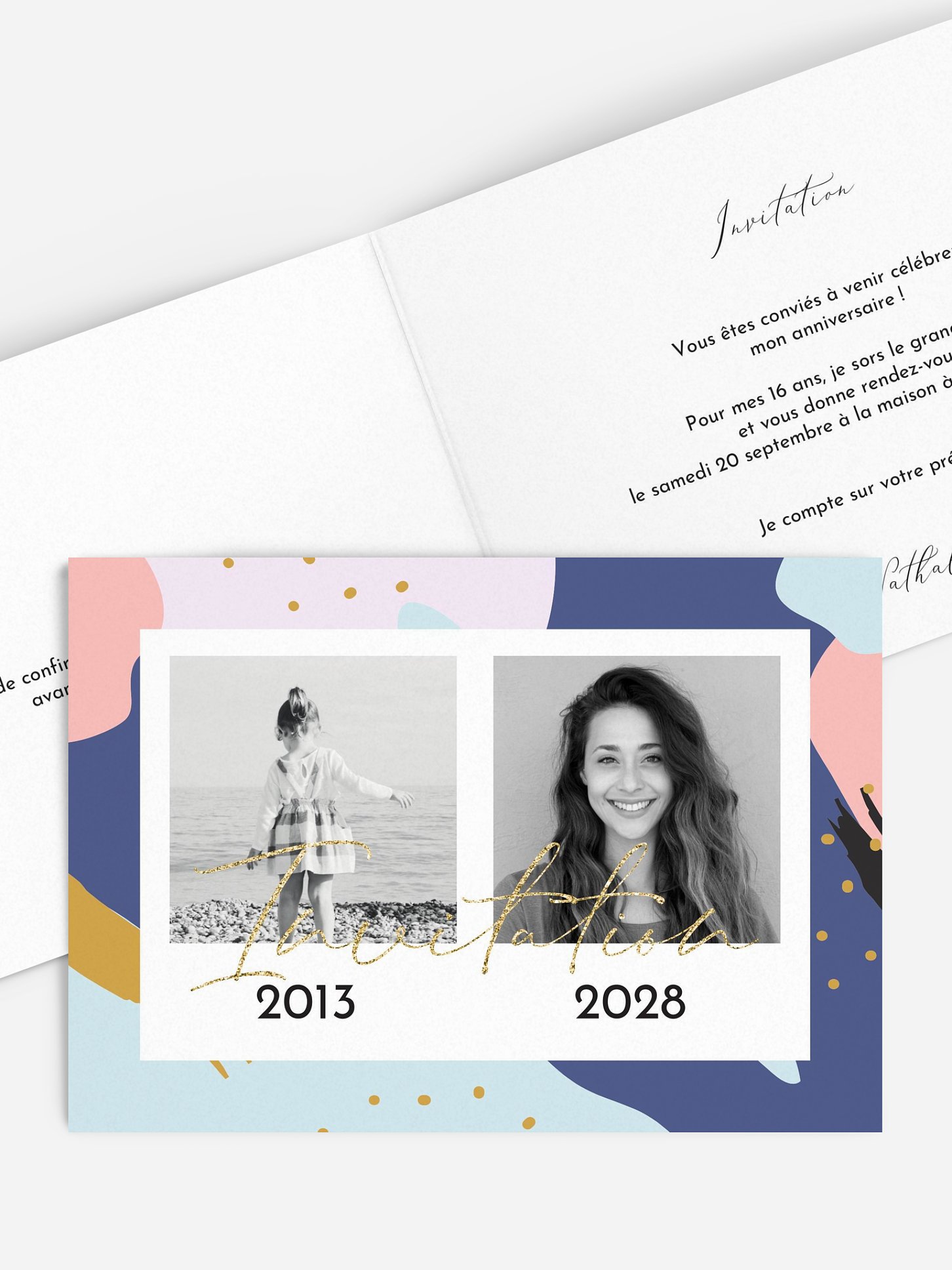 invitation anniversaire 18 Motifs colorés