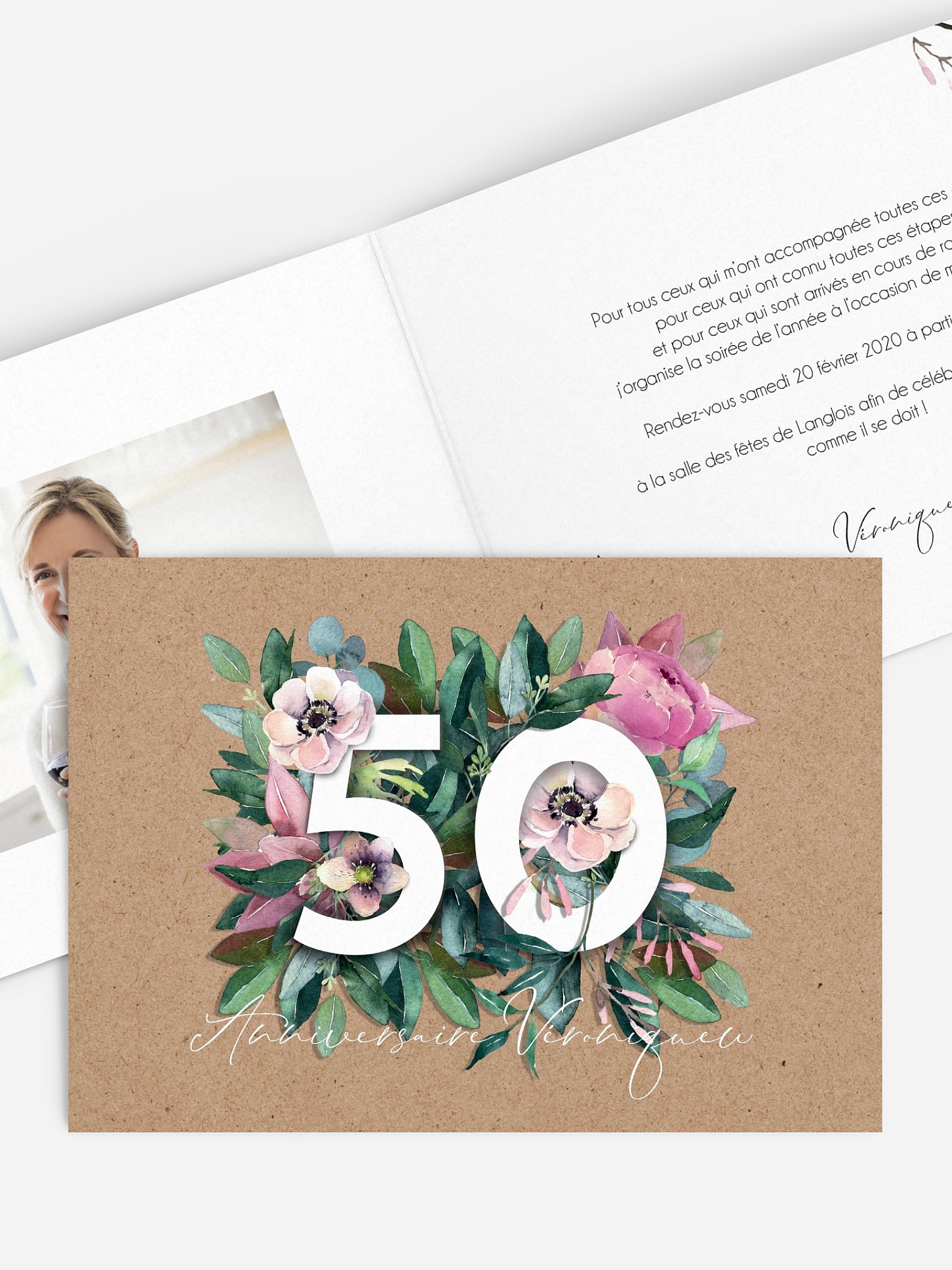 invitation anniversaire 50 Anniversaire fleuri