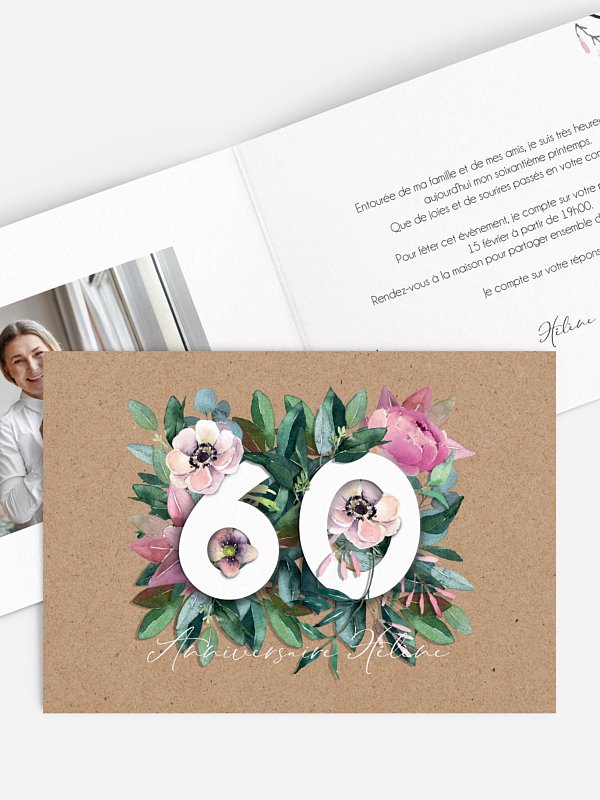 invitation anniversaire 60 Anniversaire fleuri