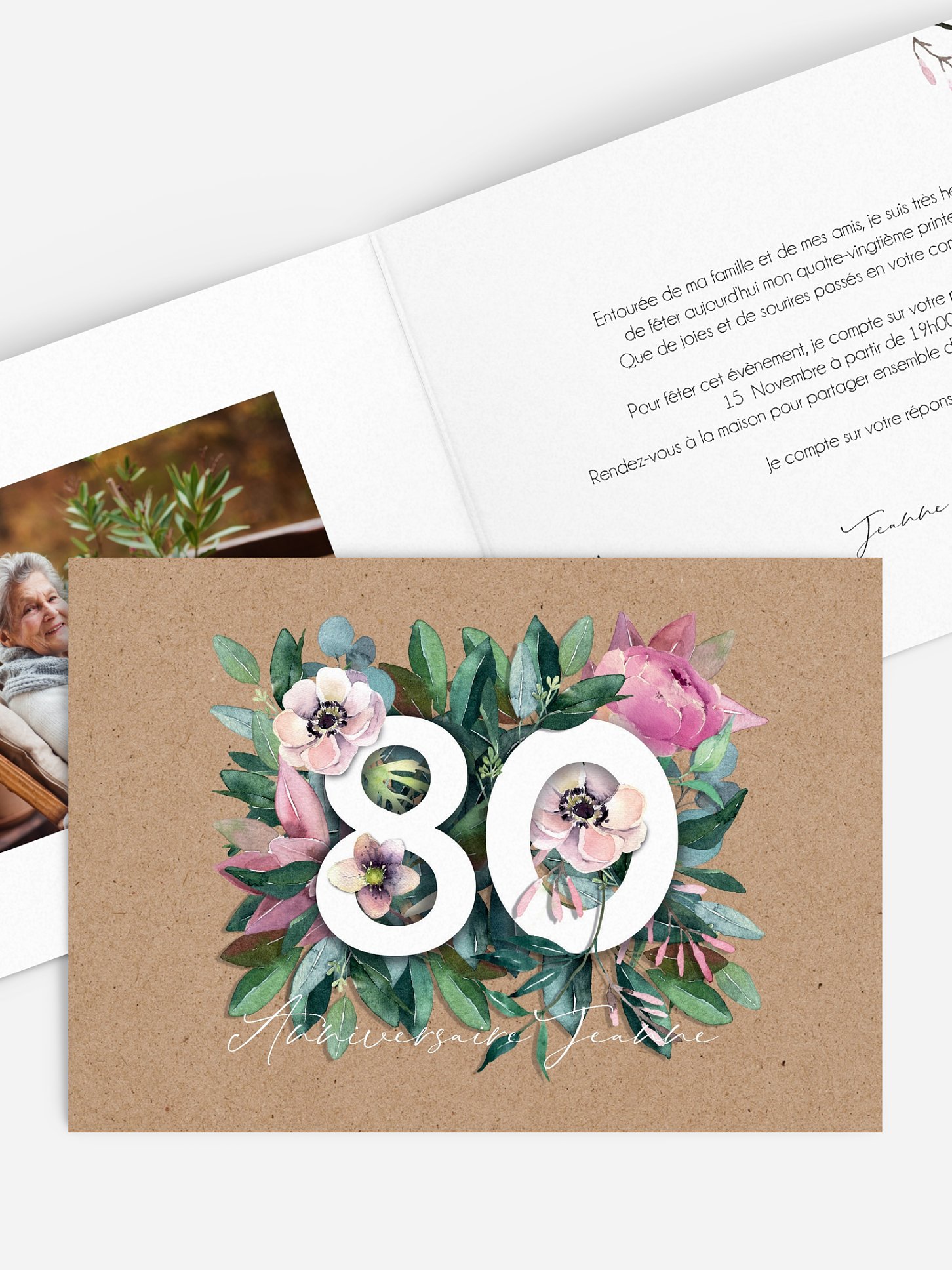 invitation anniversaire 80 Anniversaire fleuri