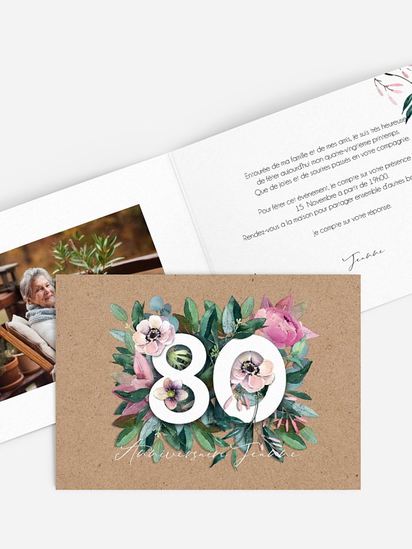 invitation anniversaire 80 Anniversaire fleuri
