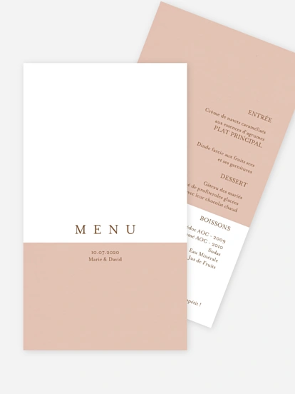 Menu mariage Duo de couleurs