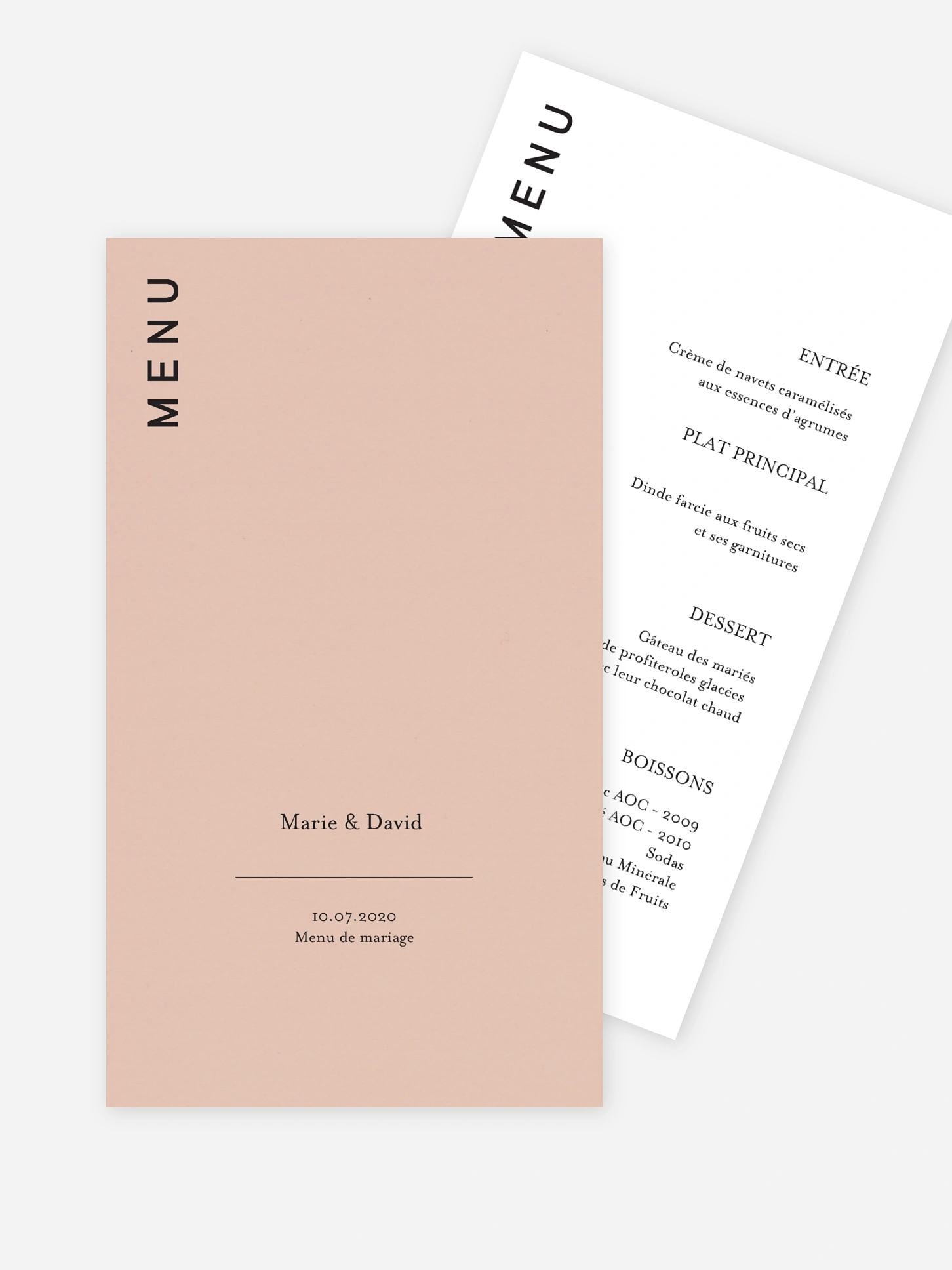 Menu mariage Joli Blush