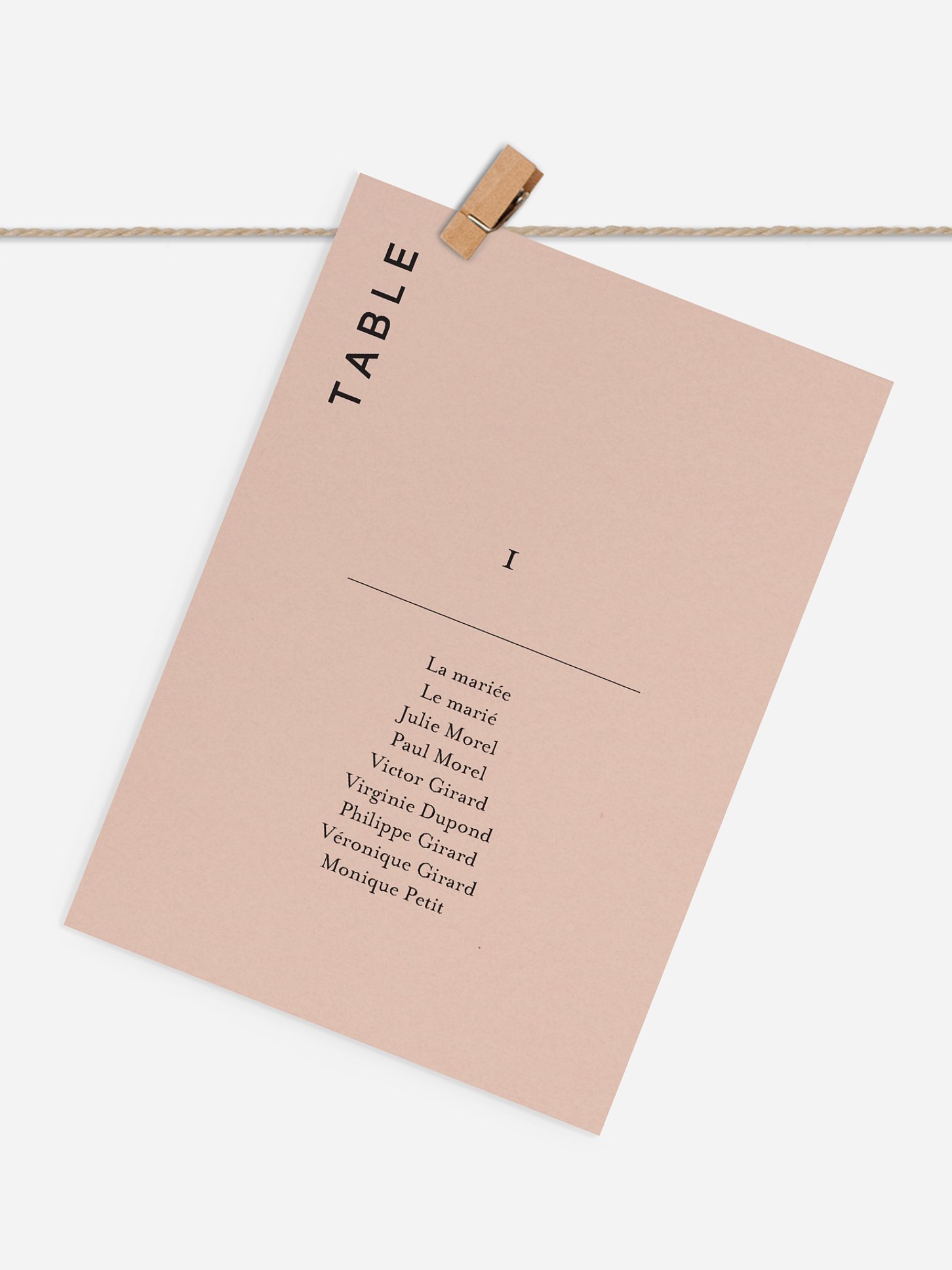 Cartons plan de table mariage Joli Blush