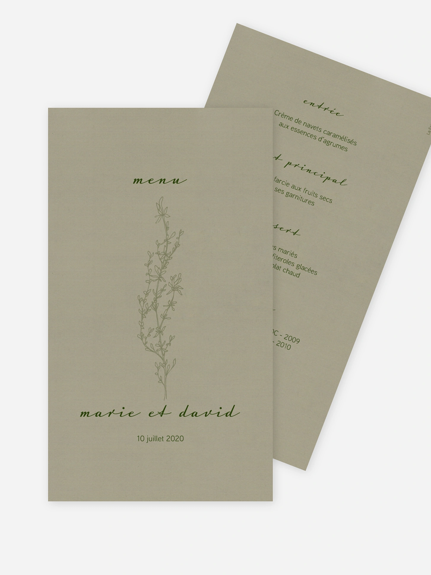Menu mariage Joli herbier
