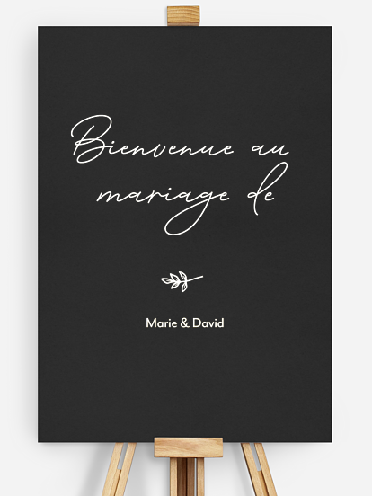 Affiche bienvenue mariage Typo chic