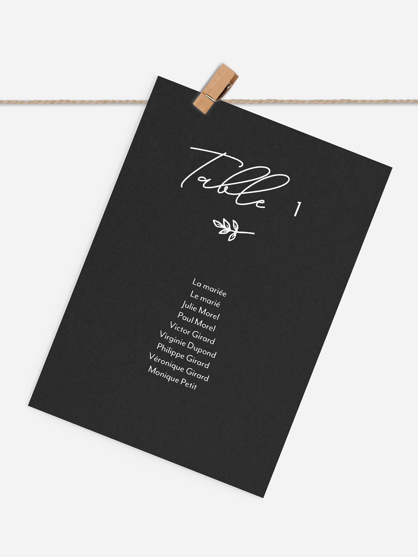 Cartons plan de table mariage Typo chic