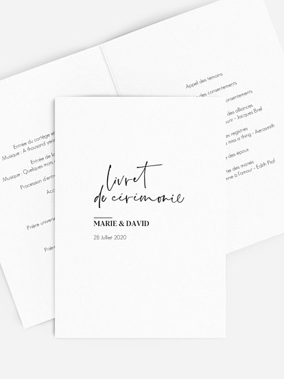 Livret de messe mariage Black & White
