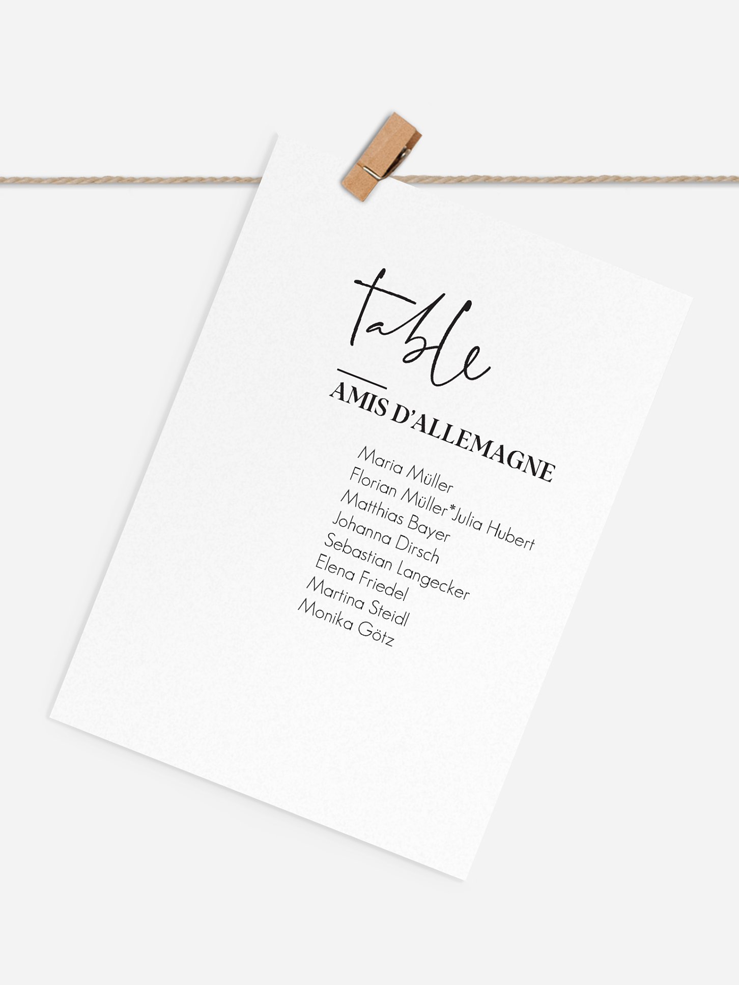 Cartons plan de table mariage Black & White