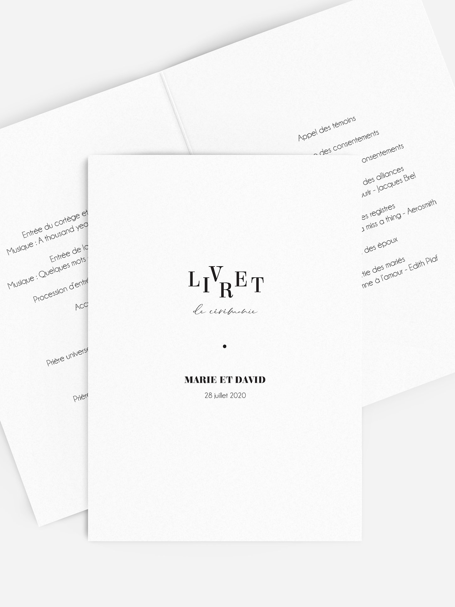 Livret de messe mariage Lettres détachées