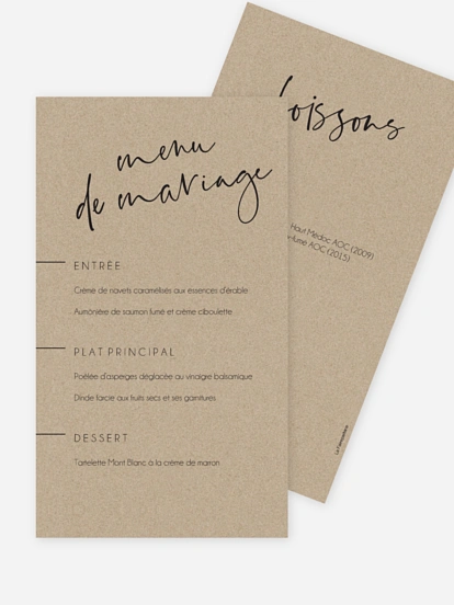 Menu mariage Craft Typo