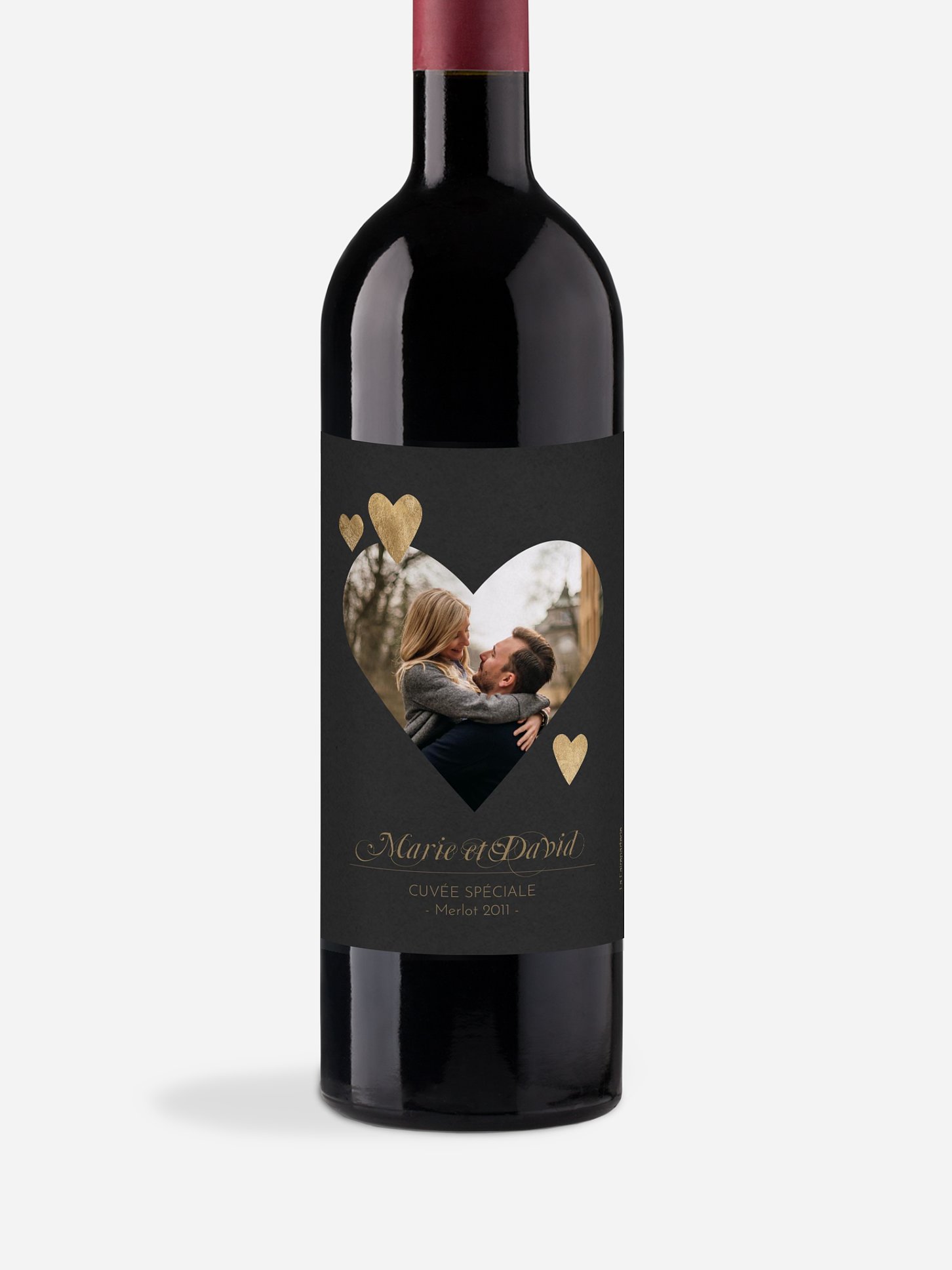 Étiquette bouteille Jolis coeurs