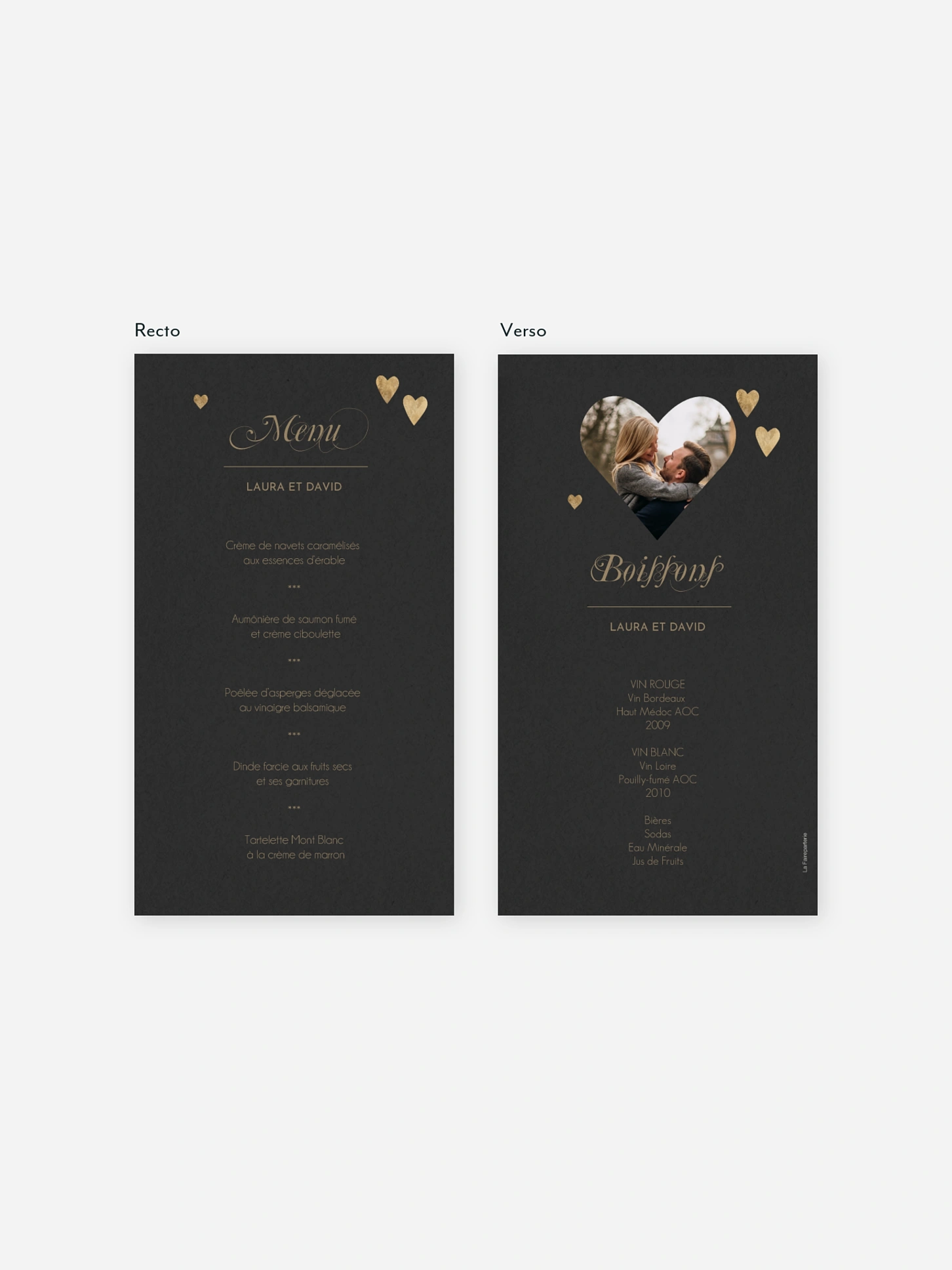 Menu mariage Jolis coeurs