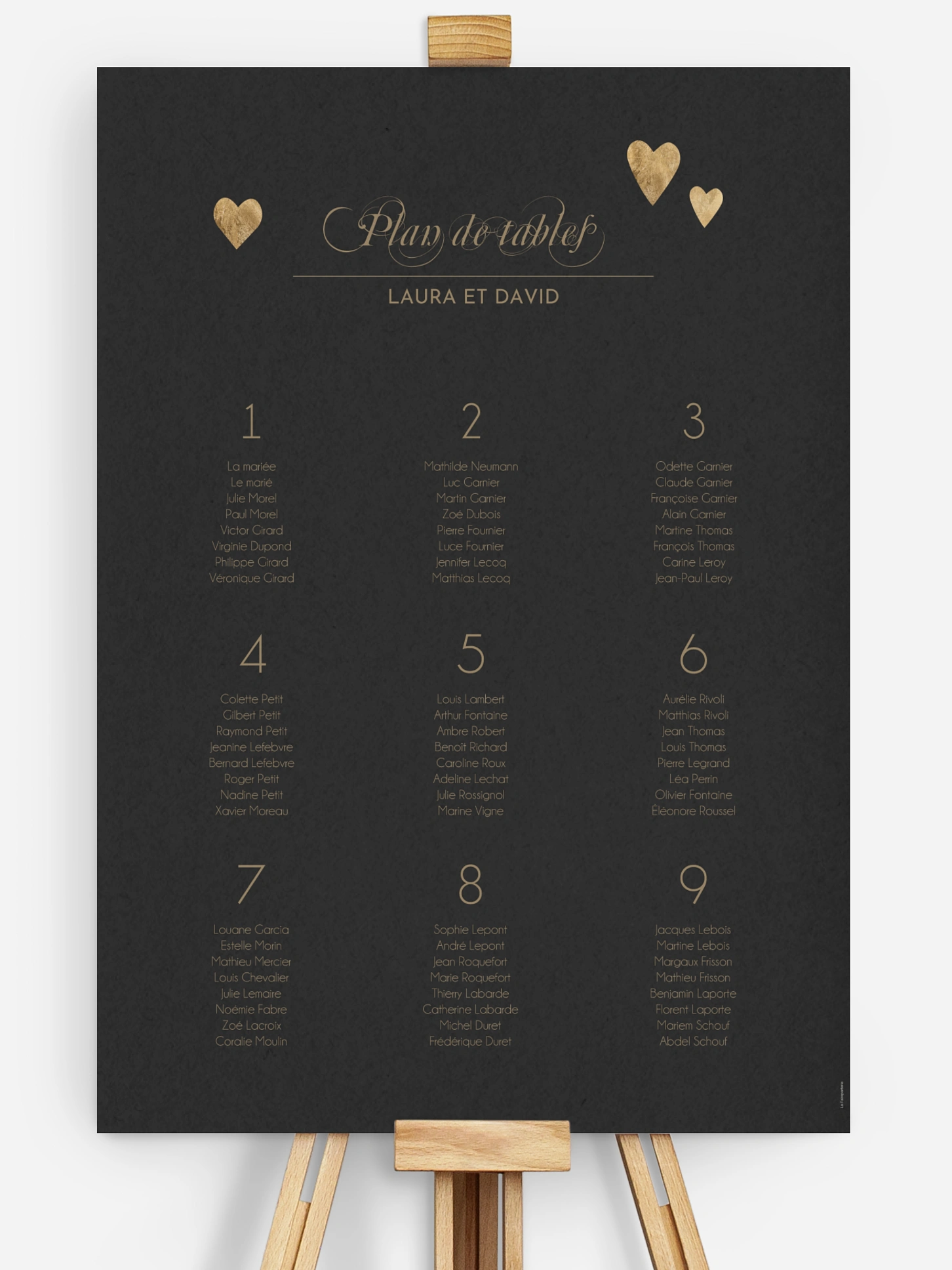 Poster plan de table mariage Jolis coeurs