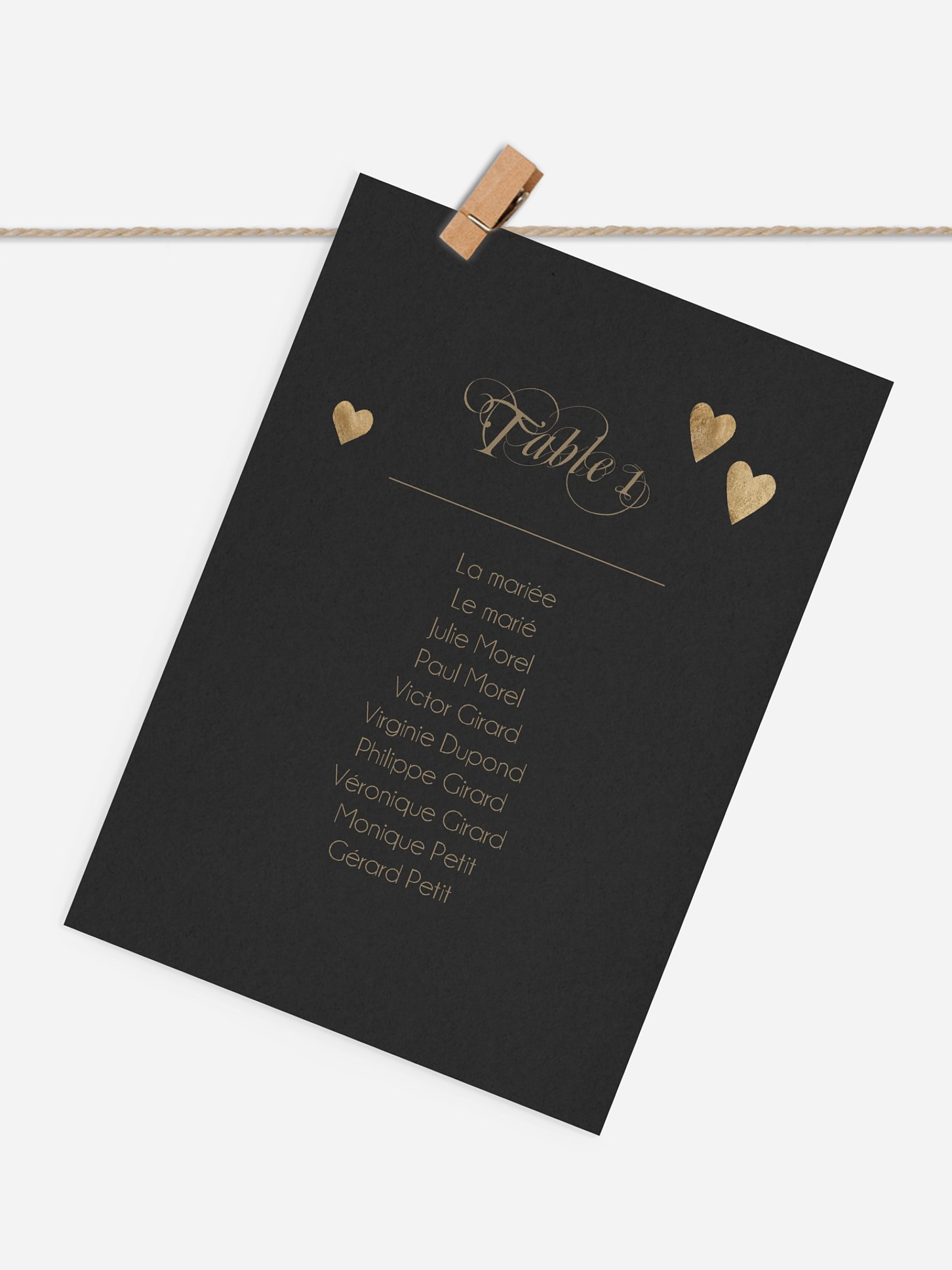Cartons plan de table mariage Jolis coeurs