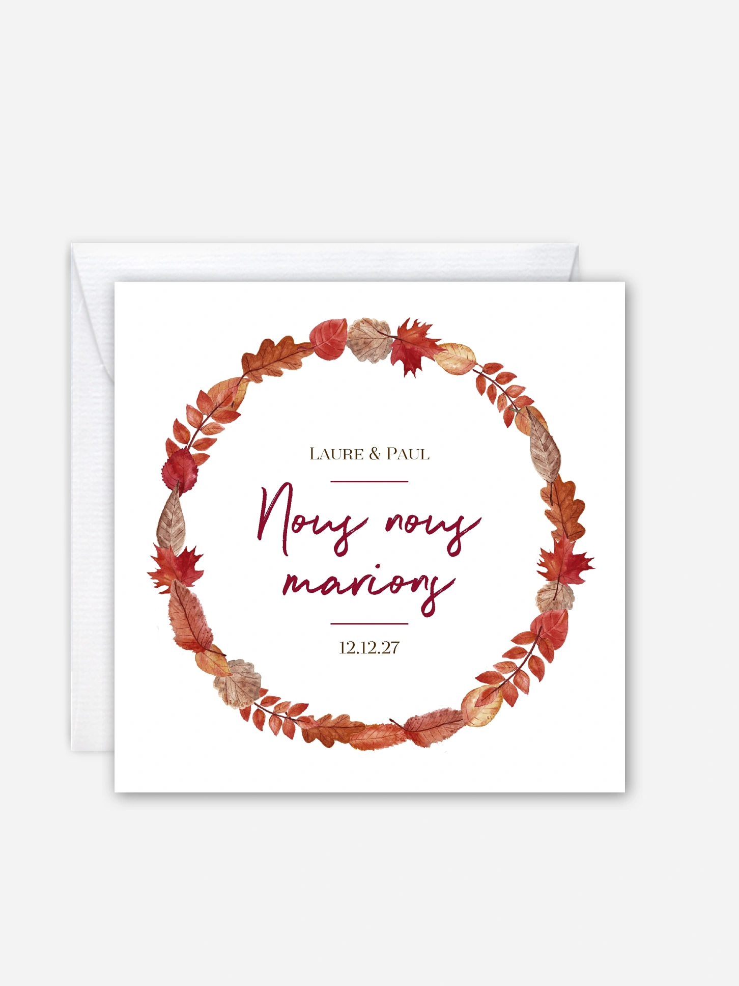 Faire-part de mariage Couronne d'automne