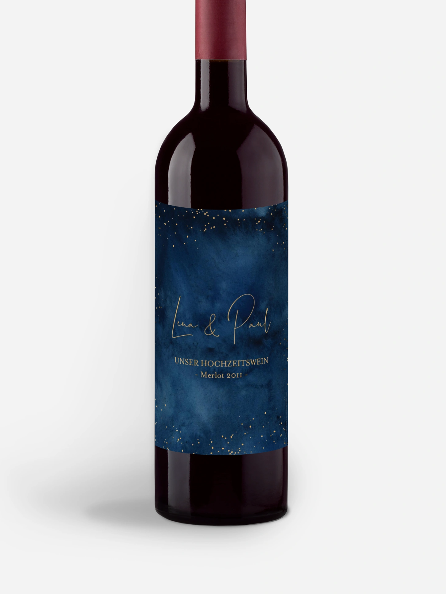 Flaschenetikett Hochzeit Night Sky