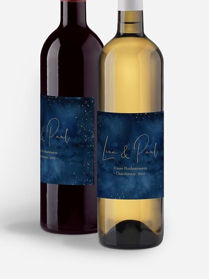 Flaschenetikett Hochzeit Night Sky